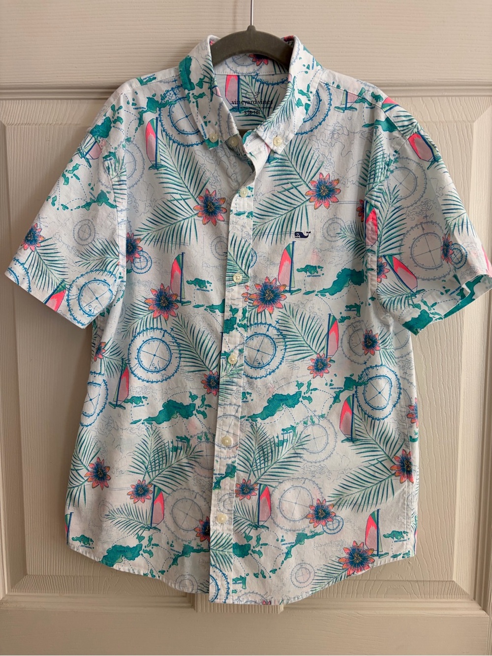 Boys’ Vineyard Vines Tropical Print Button-Down Shirt
